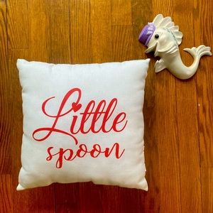Little Spoon white & red small 12” square throw pillow